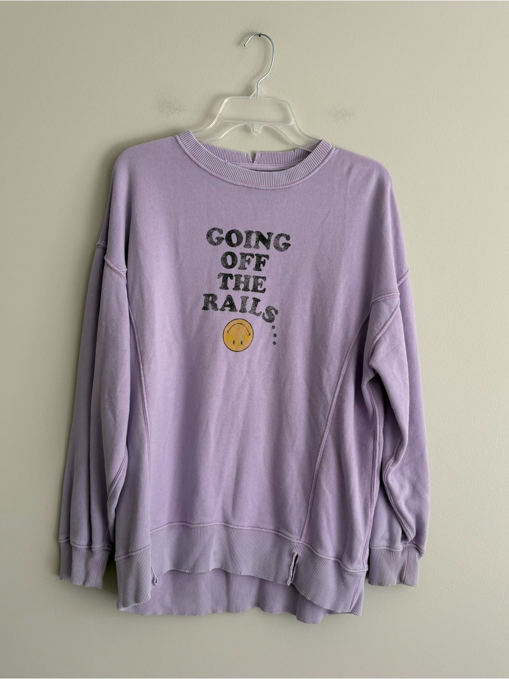 aerie Lavender 'Going Off The Rails' Oversized Graphic Crewneck Sweatshirt